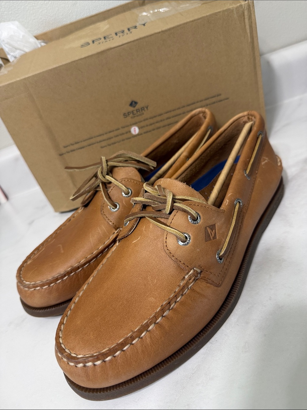 Sperry Tan Leather Classic Moc Boat Shoes